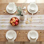 Artoid Mode 6PC Wildflower Floral Milky White Gauze Embroidery Table Runner 120 Inch 10FT, Tulle Seasonal Spring Kitchen Dining Table Decor for Home Party - Image 5