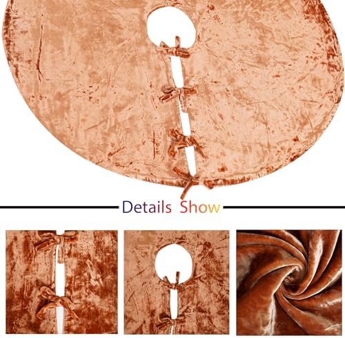 Sophia-Art Christmas Tree Skirt, Luxury Velvet Plush Skirt, Xmas Decoration Holiday Party Décor, Soft Velvet Home Décor Merry Christmas Party Christmas Tree Decorations (Terracotta,56 Inch) - Image 4