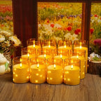 kakoya Flameless LED Candles with Timer 12 Pc Flickering Flameless Candles for Romantic Ambiance and Home Decoration Stable Acrylic Shell,with Embedded Star String，Battery Operated Candles(Gold) - Image 6