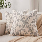 2 Pack French Floral Throw Pillow Covers 24x24in, Black/Cream by Unknown