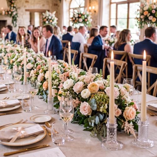 Mumufy 12 Pcs Glass Crystal Taper Candle Holders, 4 Inch Clear Glass Candlestick Holder Fit 0.8 Inch Candles, Crystal Decorative Candle Stand Centerpiece for Wedding, Dining Room, Party(Assorted) - Image 6