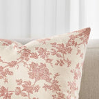 2 Pack French Floral Throw Pillow Covers 24x24in, Red/Cream - Image 2