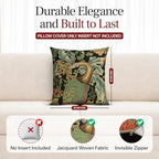 William Morris Black Peacock Woven Tapestry Throw Pillow Cover 18 X 18 in - Image 2