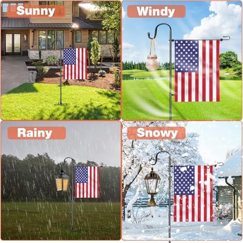 LOPANNY Garden Flag Stand - 2 Pack Upgraded Garden Flag Pole with Shepherd Hooks for 12 x 18 Flag, 45IN Yard Flag Holder Stand for Small Flags(Without Solar Lights & Flag) - Image 6