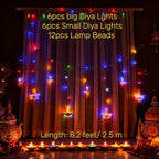 KYMY Happy Diwali Curtain String Lights, Battery Operated Deepavali Rangoli Window String Night Lights, Lotus Diyas Shaped Lamps Decorations for Wedding Wall Window Fence Bedroom Indoor Outdoor - Image 6