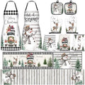 Bonuci 12 Pcs Christmas Kitchen Set Apron Table Runner Towel,Rustic Style by Bonuci