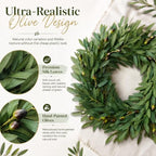 24 Inch Realistic Olive Wreath with Hand-Painted Olives - Image 4