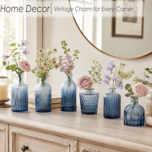 UPBUD Glass Blue Bud Vases Set of 12, Mini Vases for Flowers - Image 5
