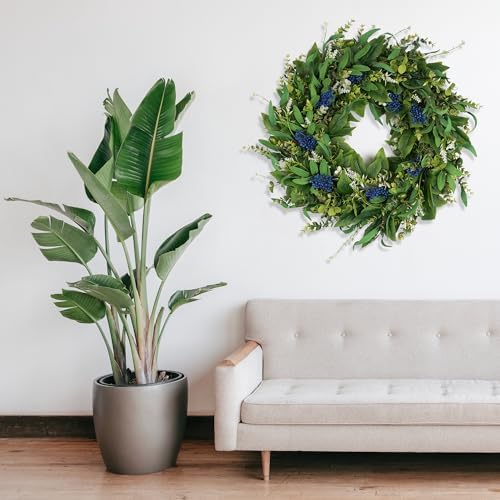 HomeKaren Wreaths for Front Door 26", Door Spring Wreath with Eucalyptus Olive Boxwood Leaves, Greenery Wreath Door Decoration for Spring Summer All Season Home and Outdoor - Image 5