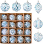 16Pcs Vintage Rustic Christmas Ball Ornaments - Large Shatterproof Neutral Christmas Ornaments Set Farmhouse Christmas Decor for Xmas Tree Home Party Holiday (Blue) by Unknown