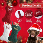 Personalized Dog Christmas Stockings,Custom Embroidered Pet Name & Bone Shape Stocking for Dog,Raised Ridged Cable Knit 15.7” Large Dogs Stocking for Fireplace Holiday Decor Gift(3 Pack) - Image 3
