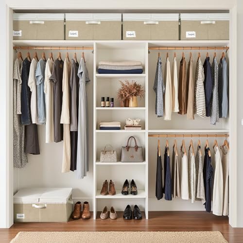 GRANNY SAYS Extra Large Storage Bins with Lids, Closet Bins, White&Khaki - Image 6
