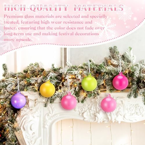 FoldTier 9pcs 3" Colorful Glass Ball Christmas Tree Ornament, Pink Color - Image 4