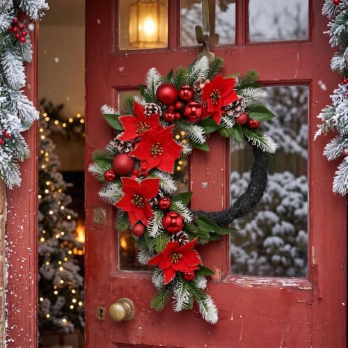 22'' Christmas Wreath for Front Door Large Wreath, Traditional - Image 3