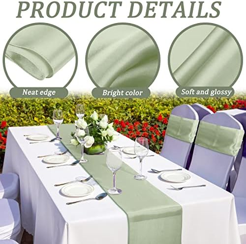 Bencailor 24 Pcs Green Satin Table Runners Bulk, 12 x 108 Inch - Image 5