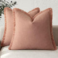 Foindtower Decorative Linen Fringe Throw Pillow Covers 20×20 Coral Pink by Foindtower