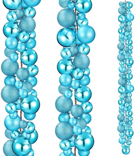 2 Pcs 6 ft Christmas Ball Ornament Garland, Lake Blue by Yuxung