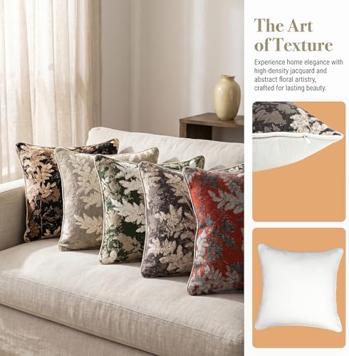 Set of 2 Chenille Throw Pillow Covers 18x18 Inches, Vintage Fall Maple Leaves Farmhouse Decor Cushion Covers Soft Autumn Decor for Sofa Living Room Bedroom Coffee - Image 3