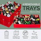 Christmas Ornament Storage Container,Box Stores Up to 96, Adjustable Dividers, Large Organizer Bin to Protect and Store Holiday Décor - Image 3