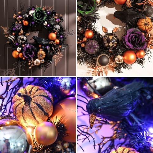 Valery Madelyn 24" Halloween Wreath with Lights for Front Door Party Decor - Image 5