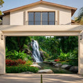 Waterfalls Garage Door Cover Banner, 6x13 ft Forest Scenery with River Landscape, Large Indoor/Outdoor Wall Decoration (Green Scenic Waterfall) by KKYEJLQYI