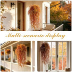 dallisten 4Pcs Autumn Fake Hanging Fern Plants for Outdoors, UV Resistant Artificial Ferns Fall Vines Faux Trailing Plants for Indoor Wall Porch Home Thanksgiving Halloween Decor(4PCS Orange Ferns) - Image 4