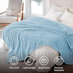 Bedsure Soft Full Size Fleece Blankets for Bed Light Blue 84"x90" - Image 5