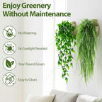 Daifunli 12 Pcs Artificial Hanging Plants Fake Hanging Ferns Plastic Fake Plant for Wall Room Garden Garland Indoor Outdoor Decor No Basket (Eucalyptu,Mandala,Boston,String of Pearl,Podocarpu,Pothos) - Image 2