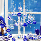 Beeveer 30 Pcs Happy Hanukkah Ornament for Tree Balls Star of David Hanging Ornaments 10 Styles Shatterproof Decorations White Blue Jewish Christmas Balls for Xmas Tree Decoration - Image 6