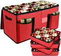 Christmas Ornament Storage Box with Dividers, Holds 128 Balls, Red by SPRKLINLIN