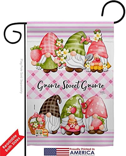 Gnome Sweet Garden Flag Set Wood Dowel Life Home Flower Vintage Rustic Everyday Floral Classic Small Decorative Gift Yard House Banner Double-Sided Made In USA 13 X 18.5 - Image 2