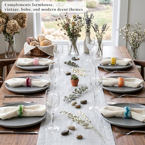 Unique Artisan Resin Napkin Rings Set of 48, Luxurious Modern Table Decor, High-End Designer Napkin Holders for Sophisticated Dining, Everyday Use & Outdoor Dining (Pastel) - ALPHA Living HOME - Image 5