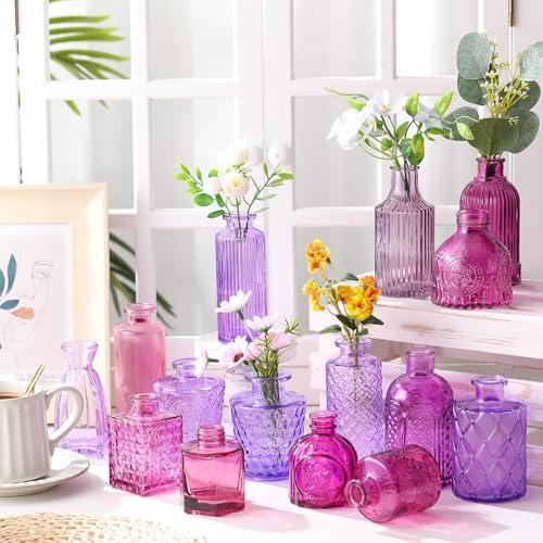 Yaomiao 30 Pcs Glass Bud Vases Centerpieces, Purple Series - Image 6