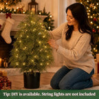 Grooy 2FT Artificial Cedar Topiary Trees, 2 Pack Fake Shrubs with Pot - Image 5