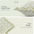 CPC Fern Regal Hand Block Print 100% Cotton Ruffle Throw Pillow Cover 20x20 inch with Hidden Zipper Decorative for Couch, Bed, Sofa, Farmhouse, Cottagecore Decor Gift Christmas Fall Thanksgiving - Image 2