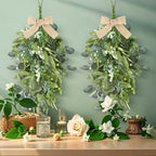 22" Eucalyptus Wreaths for Front Door 4 PCS Greenery Teardrop Swag Spring Summer Wreath with Eucalyptus Olives Leaves Mixed Berry for Farmhouse Home Porch Wall Window Festival Wedding Decor - Image 2