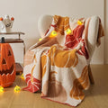 Pumpkin Throw Blanket for Couch 50x60 Fall Halloween Blankets, Soft Cozy Reversible Textured Fleece Fluffy Blanket for Bed Sofa Autumn Home Decor by ELASAD