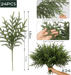 24Pcs 18" Christmas Norfolk Pine Stems, Soft Touch Branches Greenery Picks - Image 4