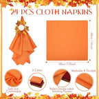 LemonRoad 36 Pcs Cloth Napkins and Napkin Ring Holders, Reusable Fabric for Table Decor Banquet Holiday Dinner Party Supply(Orange,White, Burgundy, Coffee,Fall) - Image 3