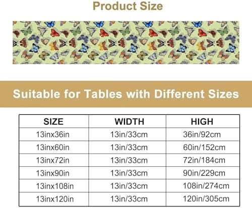 Natural Fresh Butterfly Table Runner Cute Colorful Butterflies with Shadows Printed Pattern for Dining Room, Kitchen, Living Room, Outdoor,Holiday and Party Table Decor 13x120in - Image 4