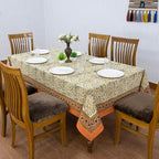72x180 Inches Rectangle Hand Block Printed Cotton Tablecloth, Peach Blue Floral Table Cloths Washable, Indian Table Linen for Halloween Christmas Outdoor Thanksgiving Gifts Home Decor Dinning Outdoor - Image 4