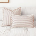 YEENAASY Throw Pillow Covers 16x16 Boho Striped Pillow Cases with Tassel - Image 2