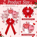 Suncalla Valentine's Day Wreath 14'' Love Heart Wreath with 3D Heart Ornaments for Front Door 24'' Long Window Porch Home Wedding Festival Celebration Wall Decorations(Bow) - Image 2