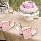 TURSTIN 24 Pieces Cotton Linen Cloth Napkin Handmade Cloth Napkin with Fringe 17 x 17 Inch Soft Cloth Dinner Wedding Napkin Square Rustic Fringe Table Napkin for Dinners, Parties, Weddings, Dusty Pink - Image 6