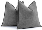 MIULEE Pack of 2 Dark Grey Euro Shams Chenille Pillow Covers 22x22 Inch by MIULEE