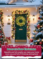 rightown 24 Inch Pre-Lit Artificial Christmas Wreaths for Front Door, Battery Operated Christmas Wreath with 50 LED Lights - Image 2