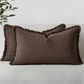 MIULEE Boho Linen Fringe Decorative Fall Pillow Covers Reddish Brown 12x20 by MIULEE