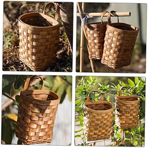 Alipis Hand-Woven Wicker Hanging Basket – 7.7" Tall Portable Wood Storage Basket for Wall, Flowers, Fruits, Vegetables, or Home Decor – Natural Rattan Organizer Box - Image 5