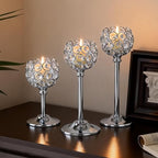 Silver Crystal Candle Holders Candlestick Holders - 4 Sets Tall Bling Bowl Candelabra Centerpieces for Dining Table, Wedding, Party & Fireplace Mantel Decor,12Pcs - Image 4