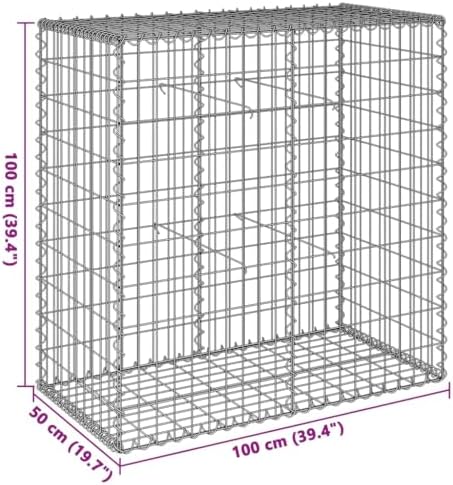 vidaXL Gabion Basket with Cover 39.4"x19.7"x39.4" Galvanized Iron - Image 3
